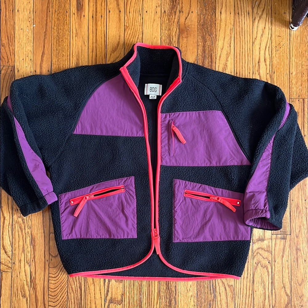 BDG Purple and Black Fleece Jacket